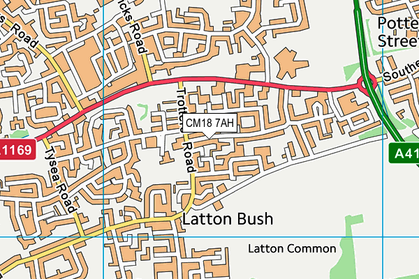 CM18 7AH map - OS VectorMap District (Ordnance Survey)