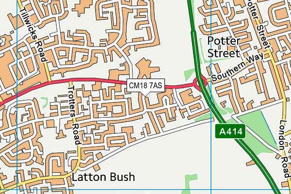 CM18 7AS map - OS VectorMap District (Ordnance Survey)