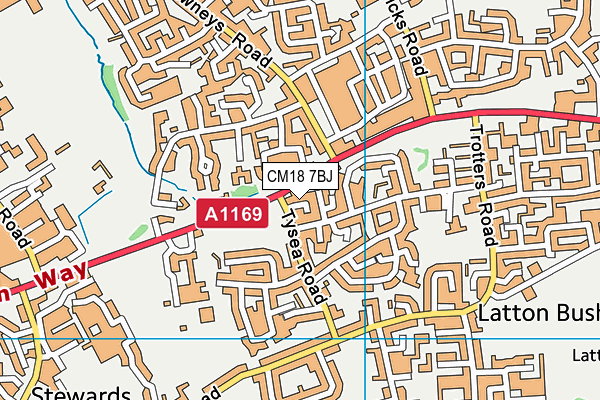 CM18 7BJ map - OS VectorMap District (Ordnance Survey)