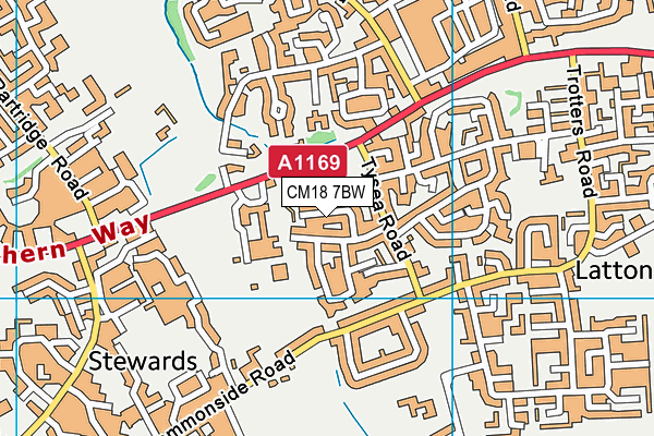 CM18 7BW map - OS VectorMap District (Ordnance Survey)