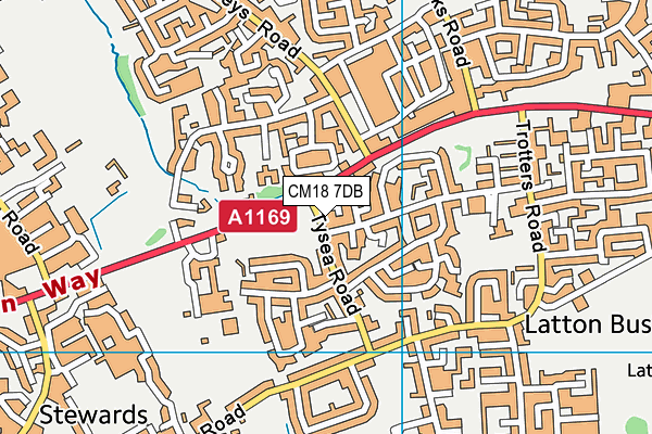 CM18 7DB map - OS VectorMap District (Ordnance Survey)