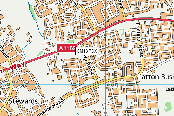 CM18 7DX map - OS VectorMap District (Ordnance Survey)