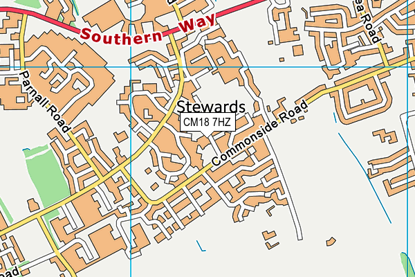 CM18 7HZ map - OS VectorMap District (Ordnance Survey)