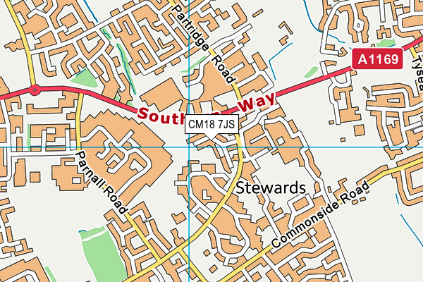 CM18 7JS map - OS VectorMap District (Ordnance Survey)