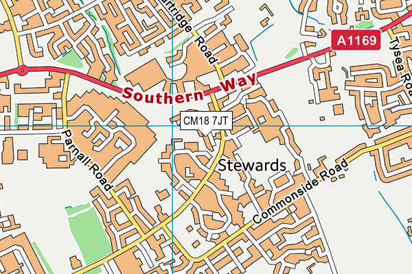 CM18 7JT map - OS VectorMap District (Ordnance Survey)