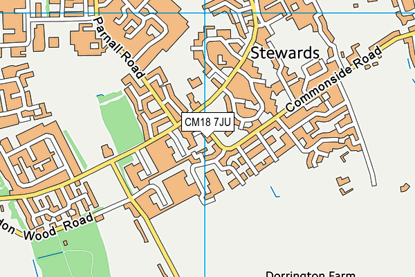 CM18 7JU map - OS VectorMap District (Ordnance Survey)