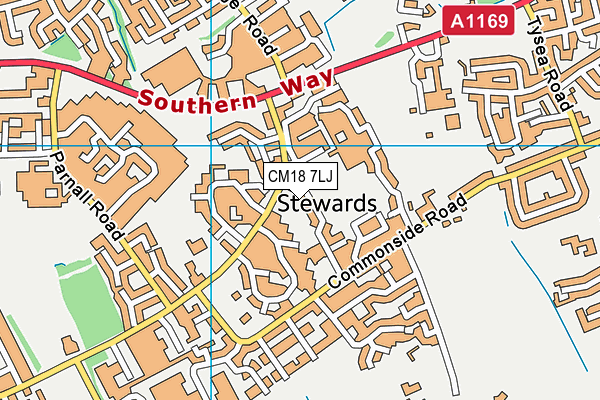 CM18 7LJ map - OS VectorMap District (Ordnance Survey)