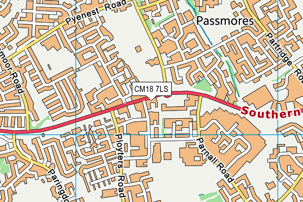 CM18 7LS map - OS VectorMap District (Ordnance Survey)