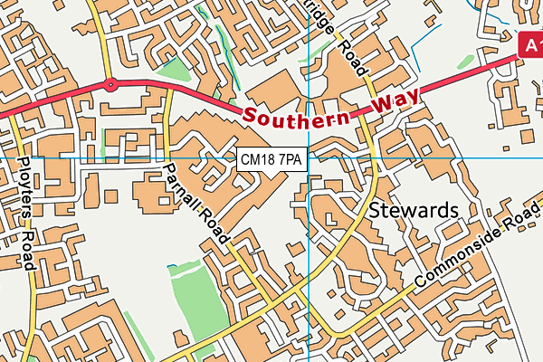 CM18 7PA map - OS VectorMap District (Ordnance Survey)