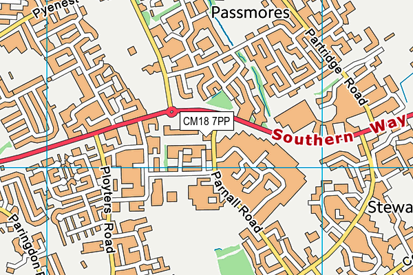CM18 7PP map - OS VectorMap District (Ordnance Survey)