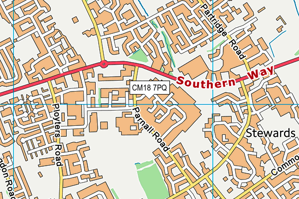 CM18 7PQ map - OS VectorMap District (Ordnance Survey)