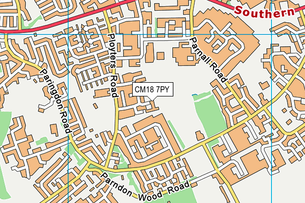 CM18 7PY map - OS VectorMap District (Ordnance Survey)