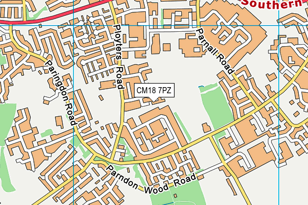 CM18 7PZ map - OS VectorMap District (Ordnance Survey)