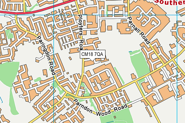 CM18 7QA map - OS VectorMap District (Ordnance Survey)