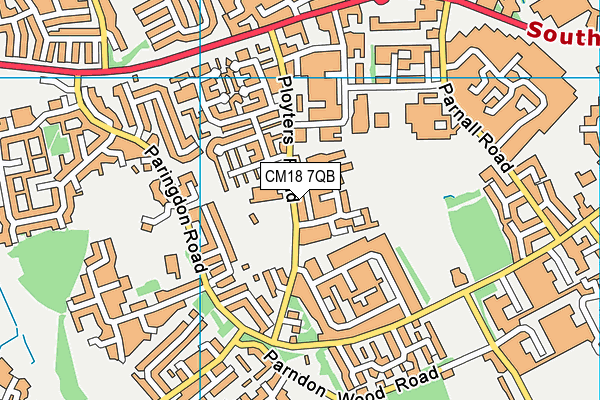 CM18 7QB map - OS VectorMap District (Ordnance Survey)