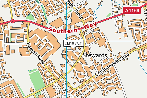 CM18 7QY map - OS VectorMap District (Ordnance Survey)