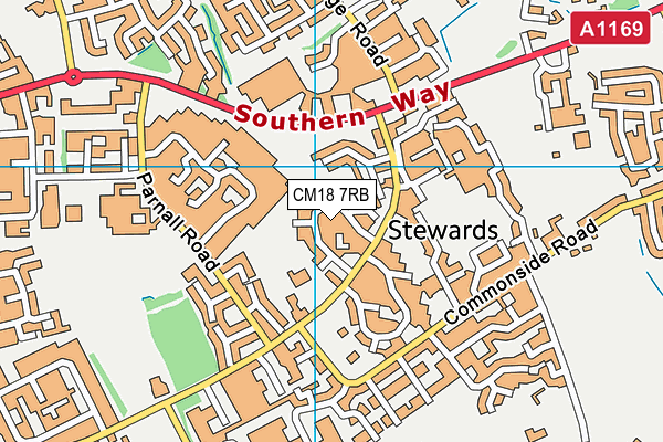 CM18 7RB map - OS VectorMap District (Ordnance Survey)