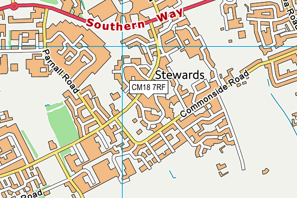 CM18 7RF map - OS VectorMap District (Ordnance Survey)