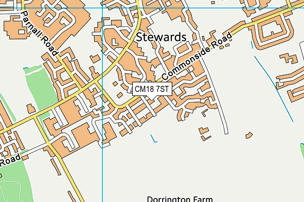 CM18 7ST map - OS VectorMap District (Ordnance Survey)