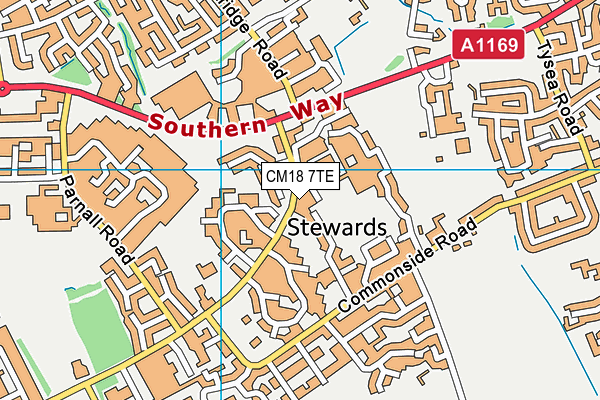 CM18 7TE map - OS VectorMap District (Ordnance Survey)