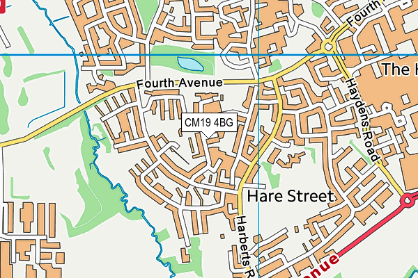 CM19 4BG map - OS VectorMap District (Ordnance Survey)