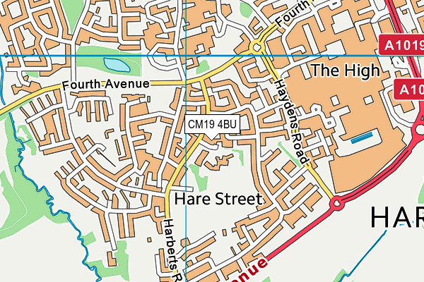 Hare Street Community Primary School And Nursery map (CM19 4BU) - OS VectorMap District (Ordnance Survey)