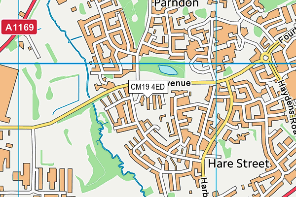 CM19 4ED map - OS VectorMap District (Ordnance Survey)