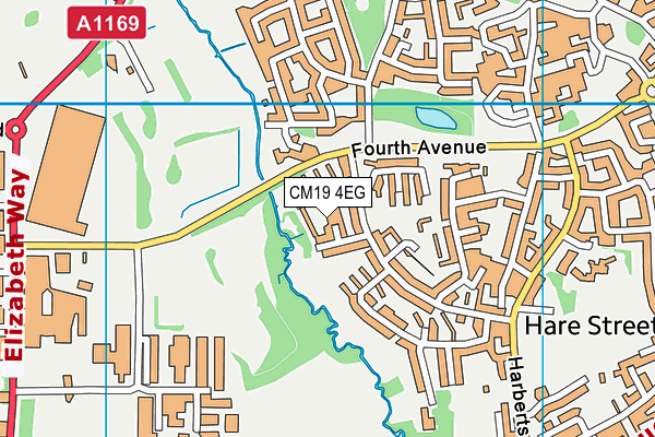 CM19 4EG map - OS VectorMap District (Ordnance Survey)