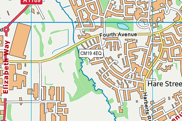 CM19 4EQ map - OS VectorMap District (Ordnance Survey)