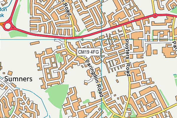 CM19 4FG map - OS VectorMap District (Ordnance Survey)