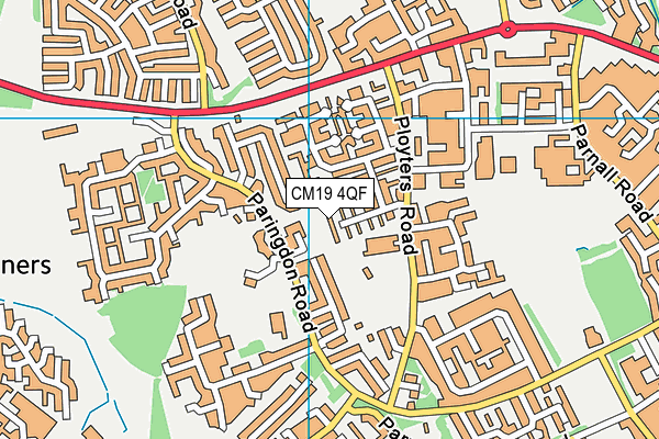 CM19 4QF map - OS VectorMap District (Ordnance Survey)