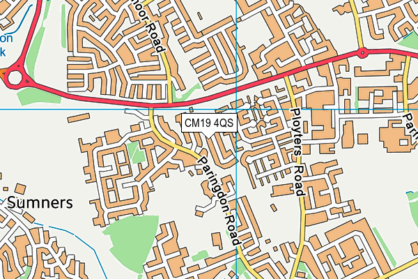 CM19 4QS map - OS VectorMap District (Ordnance Survey)