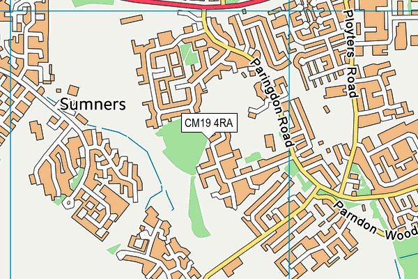 CM19 4RA map - OS VectorMap District (Ordnance Survey)