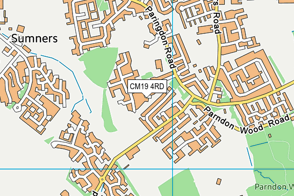 CM19 4RD map - OS VectorMap District (Ordnance Survey)