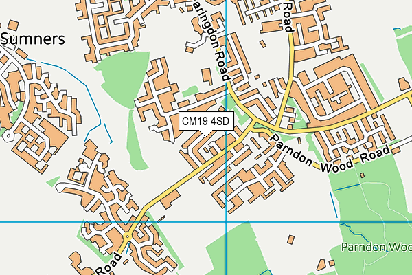 Burnett Park map (CM19 4SD) - OS VectorMap District (Ordnance Survey)