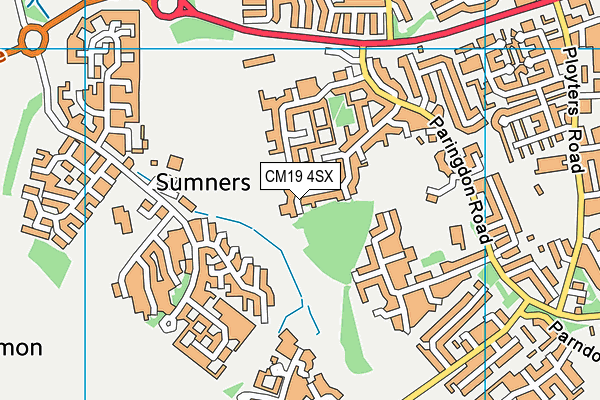 CM19 4SX map - OS VectorMap District (Ordnance Survey)