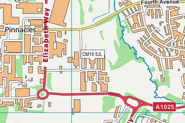 CM19 5JL map - OS VectorMap District (Ordnance Survey)