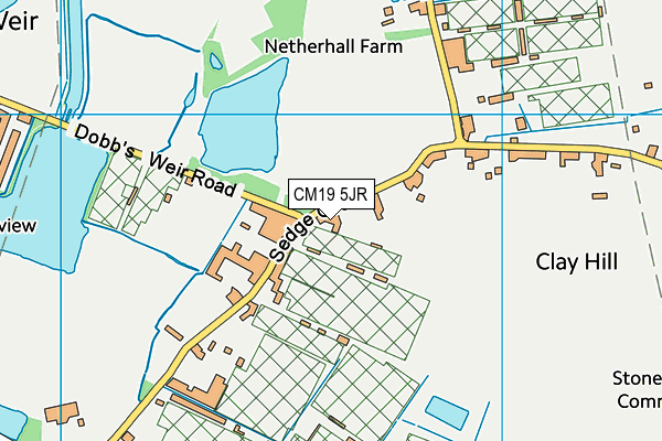 CM19 5JR map - OS VectorMap District (Ordnance Survey)