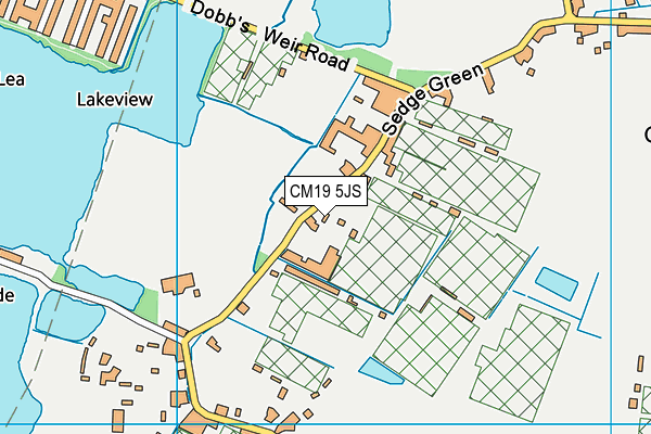 CM19 5JS map - OS VectorMap District (Ordnance Survey)
