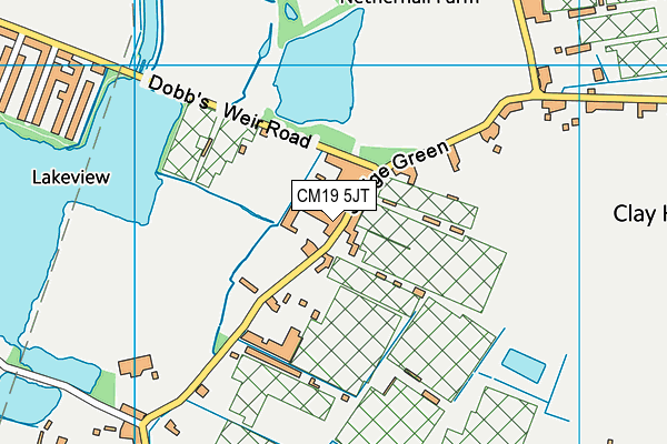CM19 5JT map - OS VectorMap District (Ordnance Survey)