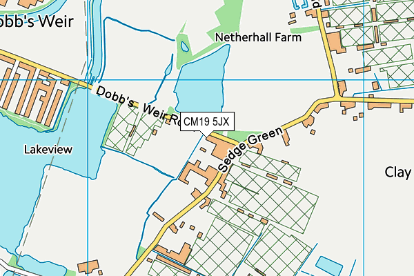 CM19 5JX map - OS VectorMap District (Ordnance Survey)