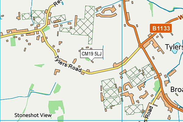 CM19 5LJ map - OS VectorMap District (Ordnance Survey)