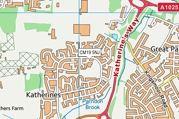 Katherines Primary Academy map (CM19 5NJ) - OS VectorMap District (Ordnance Survey)