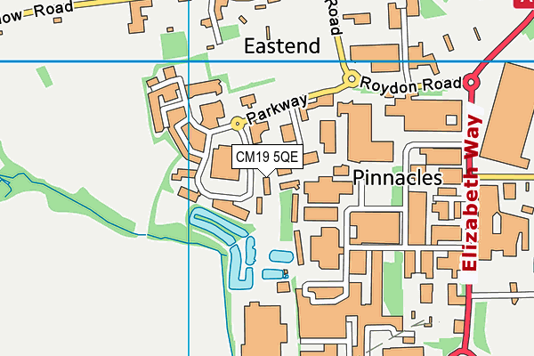 CM19 5QE map - OS VectorMap District (Ordnance Survey)