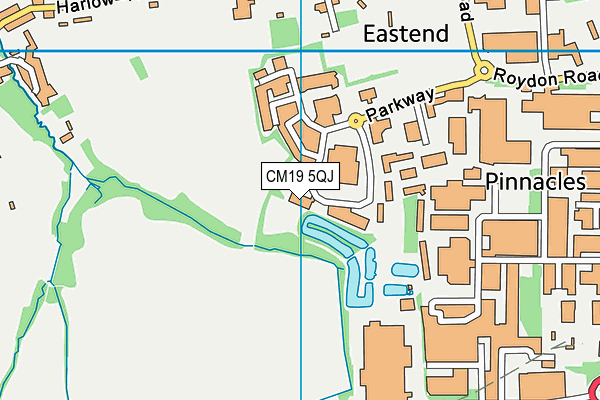 CM19 5QJ map - OS VectorMap District (Ordnance Survey)