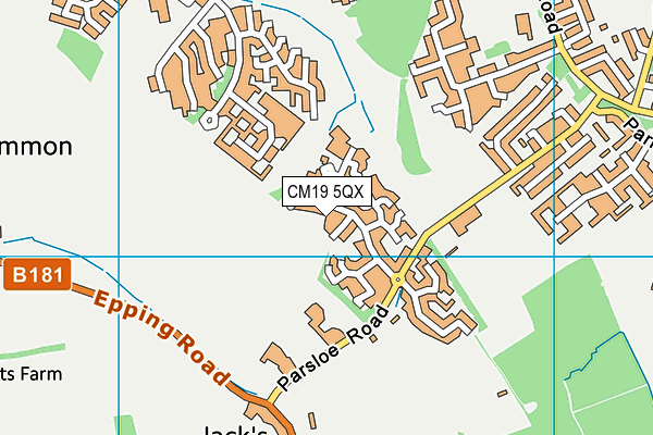 CM19 5QX map - OS VectorMap District (Ordnance Survey)