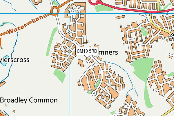 Water Lane Primary Academy map (CM19 5RD) - OS VectorMap District (Ordnance Survey)