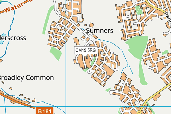 CM19 5RG map - OS VectorMap District (Ordnance Survey)