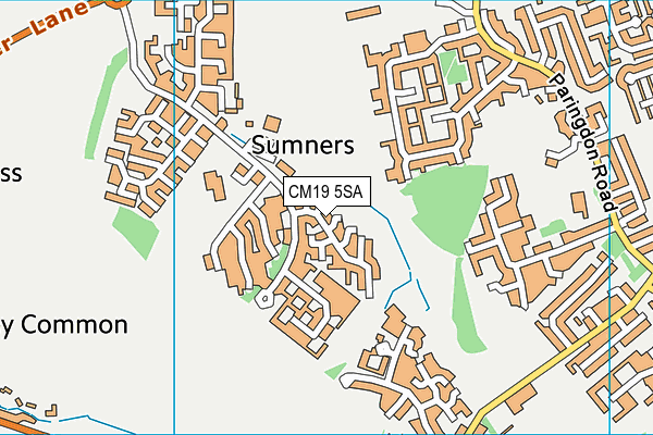 Sumners Playing Field map (CM19 5SA) - OS VectorMap District (Ordnance Survey)