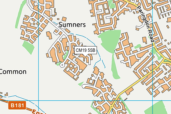 CM19 5SB map - OS VectorMap District (Ordnance Survey)